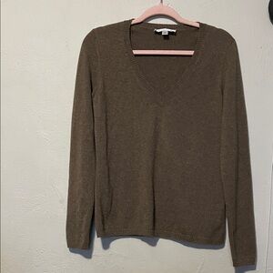 CASLON Cashmere Brown V-Neck Sweater